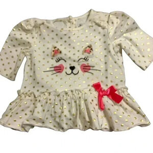 (5 for $25) Bumble and Birdie dress, white w embroidery  & gold polka dots NWOT